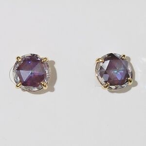 Kate Spade Round Stud Earrings Berry Gold Tone CZ Gift Box Valentine's Day Gifts